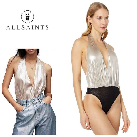 New. Allsaints champagne bodysuit. Size 0 retails $169 - Picture 1 of 16